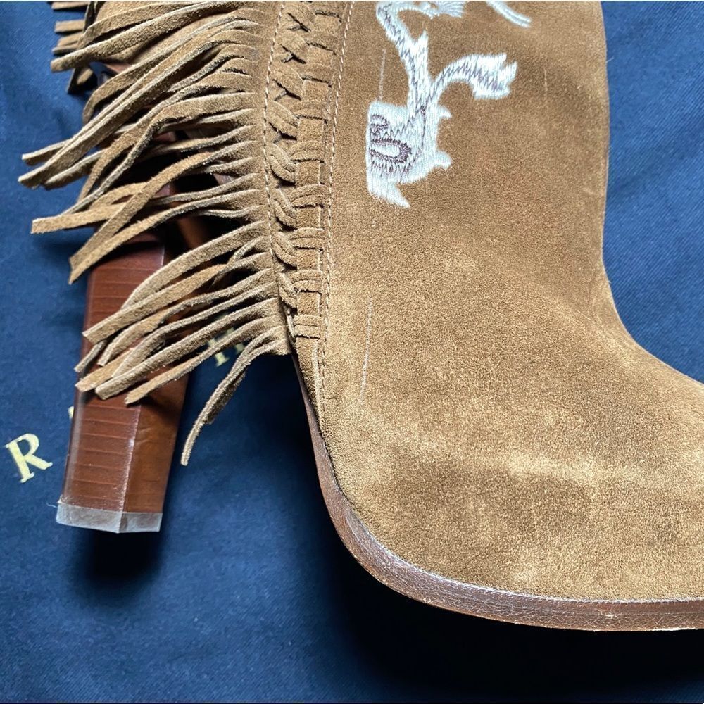 Ralph Lauren Fall 2015 Runway Collection Morel Suede Embroidered Fringe Boot - Picture 3 of 17